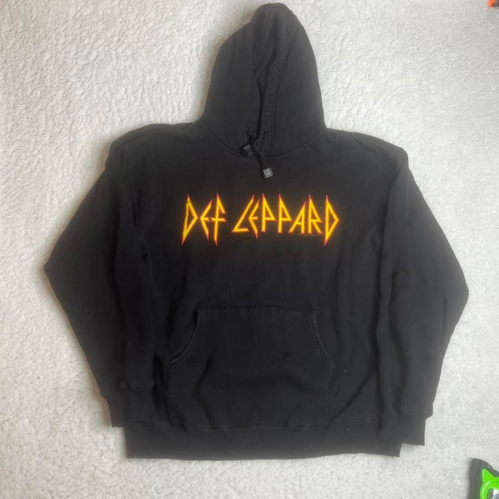 2002 Def leopard men's black hoodie‎ band giant tag rock & roll vintage L